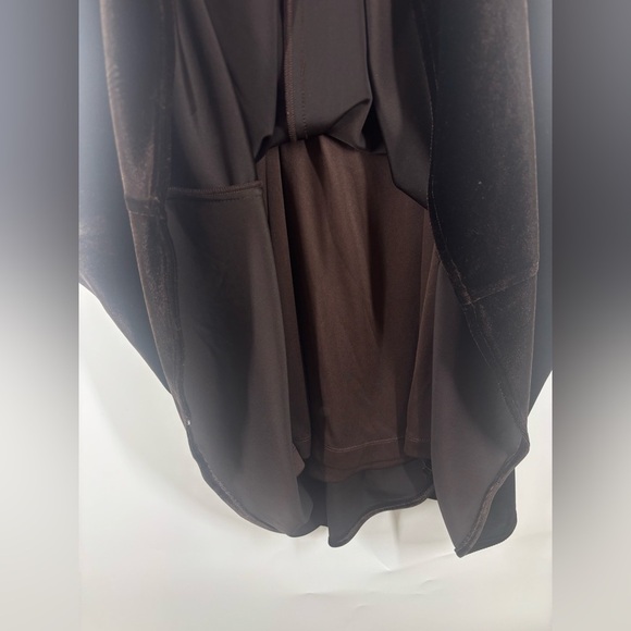 NWT Calvin Klein Velvet Puff Ballon Sleeve Midi V Neck Dress Coffee Brown 6 - Picture 6 of 7